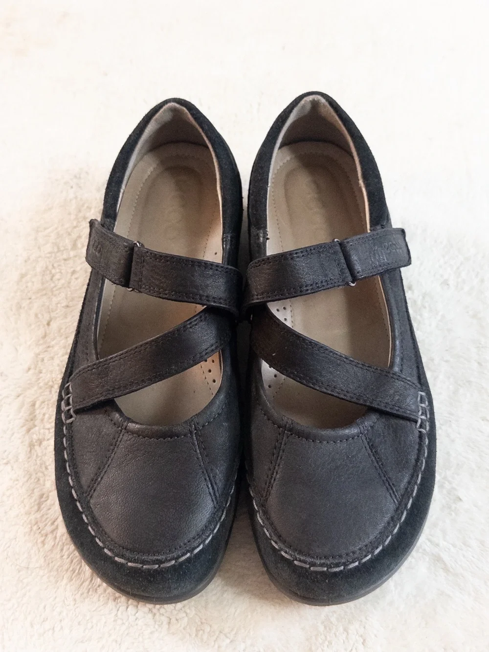 ECCO Black Mary Jane Leather Shoes Women’s Size 37 US 6.5/7 Comfort Flats